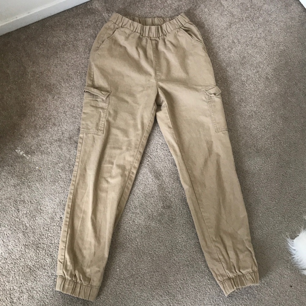 cargo beige tan khaki jogger pant high waisted